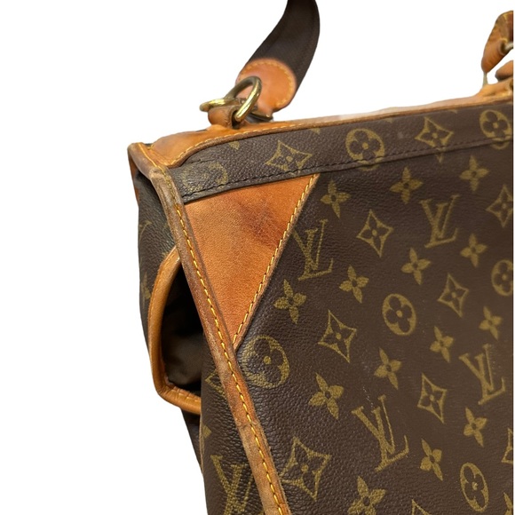 Vintage, Brown Leather Louis Vuitton Monogram Garment bag with canvas strap - Picture 4 of 16